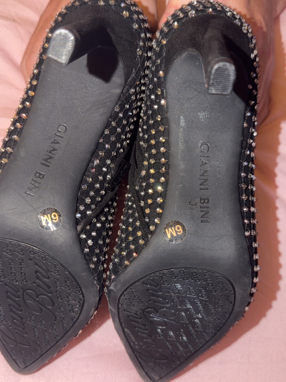 Gianni Bini Black Crystal-Studded Ankle Booties - Picture 8 of 9
